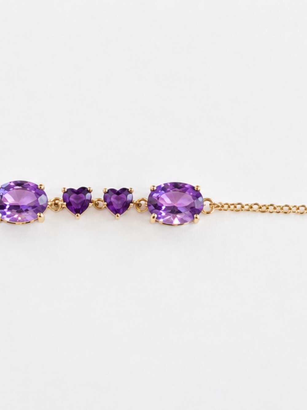 10K Solid Yellow Gold Amethyst Bracelet